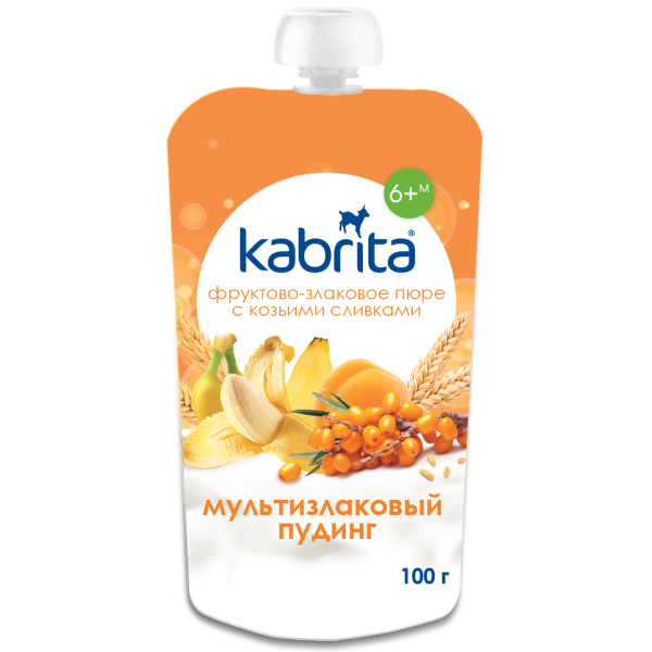 Kabrita Multi-grain pudding with sea buckthorn, fruit and goat cream Pouch 100 g_image1