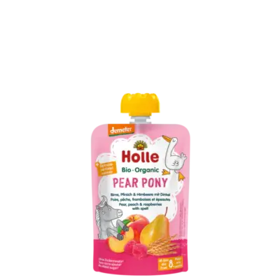 Holle Pear Pony - Pouch pear, peach & raspberries with spelt 100 g_image1
