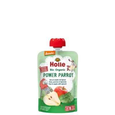 Holle Power Parrot - Pouch pear & apple with spinach 100 g_image1